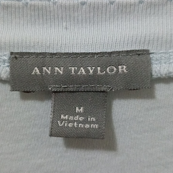Ann Taylor baby blue pima cotton neck T-shirt ladies Medium - Picture 5 of 7